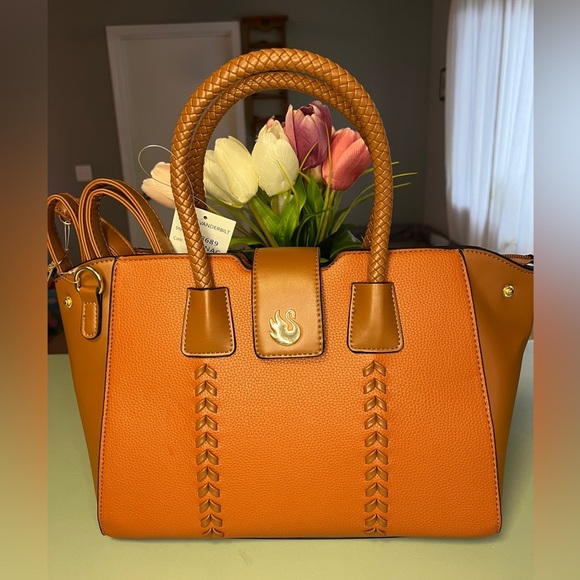 Gloria Vanderbilt Cognac Satchel - Picture 1 of 10